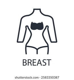 breast icon. vector.Editable stroke.linear style sign for use web design,logo.Symbol illustration.