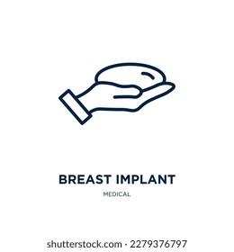 breast implant icon from medical collection. Thin linear breast implant, female, surgery outline icon isolated on white background. Line vector breast implant sign, symbol for web and mobile svg