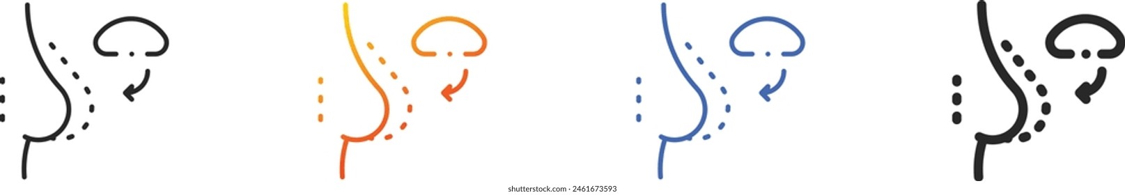Icono de implante mamario.Diseño lineal delgado, degradado, trazo azul y estilo audaz aislado sobre fondo blanco