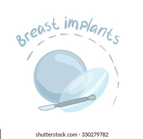 Breast implants and scalpel vector