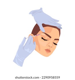 Breast lift illustration in color cartoon style. Editable vector graphic design.