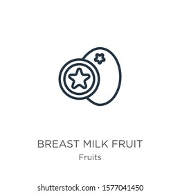 Breast milk fruit icon. Thin linear breast milk fruit outline icon isolated on white background from fruits collection. Line vector sign, symbol for web and mobile