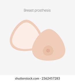 Breast prosthesis. Breast prosthesis for breast cancer patient after mastectomy. Vector illustration.