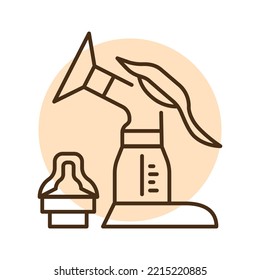 Breast pump color line icon. Human diseases.