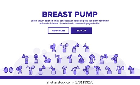 Vector de plantilla de encabezado de página web de lanzamiento de dispositivo de bomba de mama Equipo Automático Y Manual De Bomba De Mama Para Ilustraciones De Leche Materna Materna Materna Materna Materna Materna