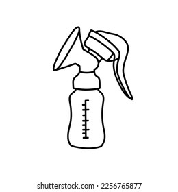 breast pump doodle icon, vector illustration