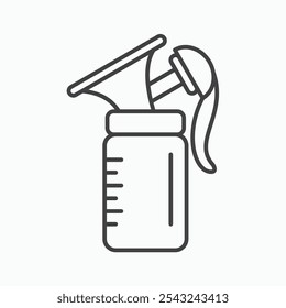 Breast pump icon in black outlined and solid.