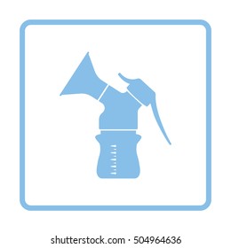 Breast pump icon. Blue frame design. Vector illustration.