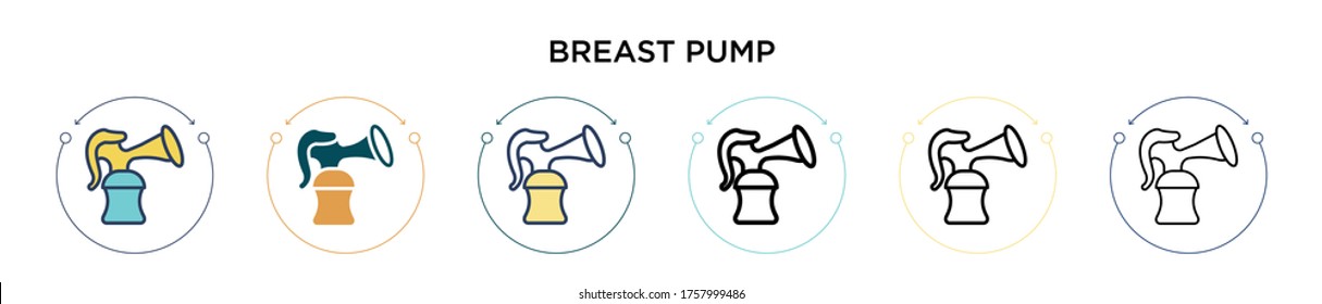 Breast pump icon in filled, thin line, outline and stroke style. Vector illustration of two colored and black breast pump vector icons designs can be used for mobile, ui, web
