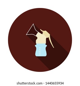 Breast Pump Icon. Flat Circle Stencil Design With Long Shadow. Vector Illustration.