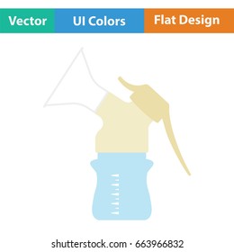 Breast pump icon. Flat color design. Vector illustration.