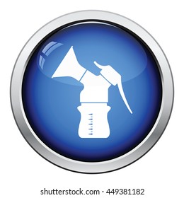 Breast pump icon. Glossy button design. Vector illustration.