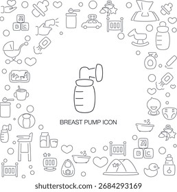 Breast Pump Icon, line style with mosaic icon background, great for web and background use.