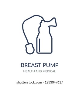 Breast pump icon. Breast pump linear symbol design from Health and Medical collection. Simple outline element vector illustration on white background