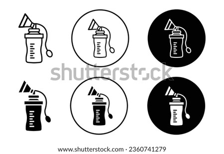 Breast pump icon. Milk extractor bottle symbol. Maternity baby food sucker vector. Breastfeeding for child nipple suction tool sign.