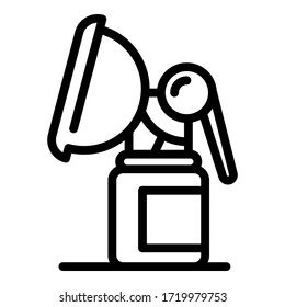 Icono de la bomba mamaria. Icono vector de bomba de pecho de contorno para diseño web aislado en fondo blanco