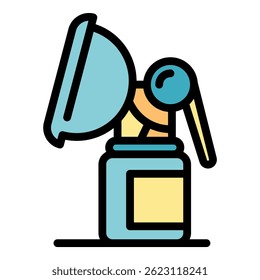 Breast pump icon. Outline breast pump vector icon color flat isolated