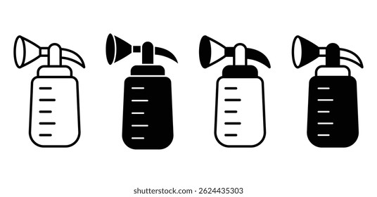 Breast Pump Icon Set Black and White Minimalist Vector Graphic Illustrations