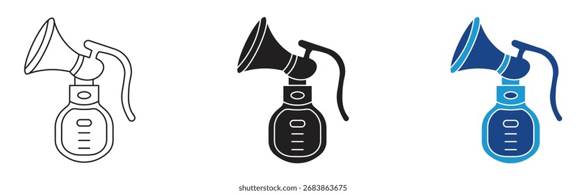 Icono del extractor de leche establecido en el fondo blanco, la salud y la colección médica. Salud y colección Médica . Ilustración vectorial.