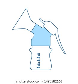 Breast Pump Icon. Thin Line With Blue Fill Design. Vector Illustration.