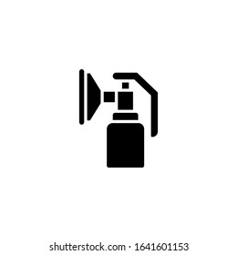 Breast pump icon vector in black flat shape design isolated on white background