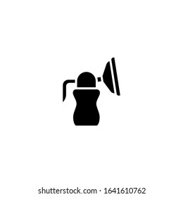 Breast pump icon vector in black flat shape design isolated on white background