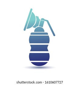 Breast pump icon. White background with shadow design. Vector illustration.