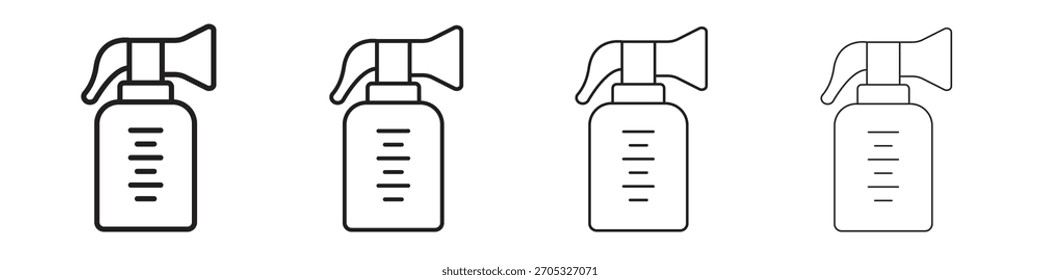Breast pump icons in black simple line elements.