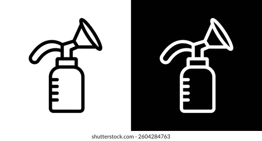 Breast pump icons vectors set in stroke line style.