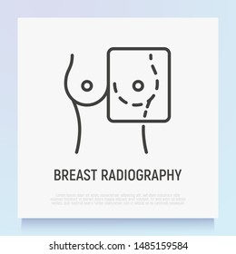 Breast radiography thin line icon. Mammography. Medical research. Modern vector illustration.