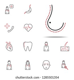 Breast reduction colored line icon. Medical icons universal set for web and mobile