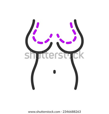 Breast reduction, linear icon, Plastic Surgery. Line with editable stroke