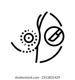 vector de icono de la línea de cirugía de cicatrices de reducción de pecho. signo de cirugía de cicatrices de reducción de pecho. símbolo de contorno aislado ilustración negra