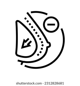 Brustreduktion Chirurgie Linie Symbol Vektorgrafik. Brustverkleinerungszeichen. isoliertes Kontursymbol