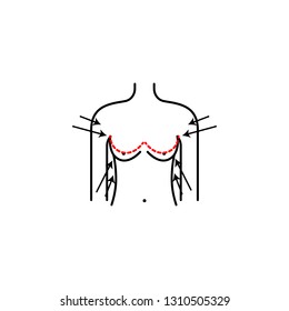 Breast reduction, woman  icon. Element of health care for mobile concept and web apps icon. Thin line icon for website design and development, app development