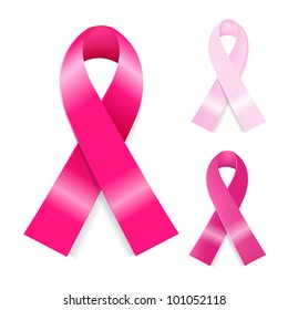 Breast ?ancer Ribbons Set, Isolated On White Background, Vector Illustration