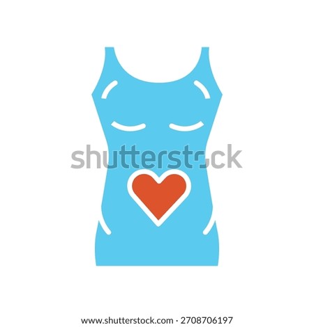 breast support tank top black line icon. Vector isolated element.Editable stroke