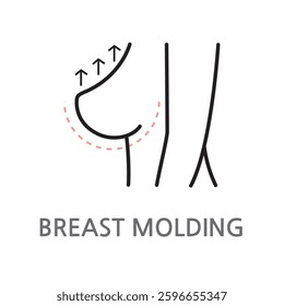 breast surgery, female breast icon. Edible breast, line illustration icon on white background. EPS, PNG, JPG