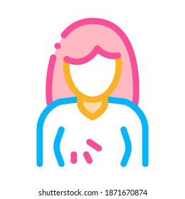 Breast Swelling Symptomp Of Pregnancy Vector Icon Thin Line Sign. Woman Silhouette With Bust Sensitivity, Symptomp Of Pregnancy Pictogram. Diagnosis Of Future Mother Contour Illustration