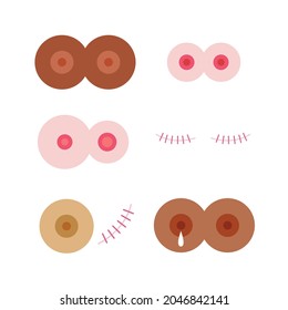 breast vector icons, vector illustration
