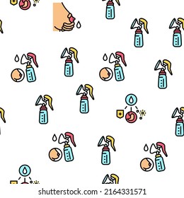 Breastfeeding Baby Vector Seamless Pattern Thin Line Illustration