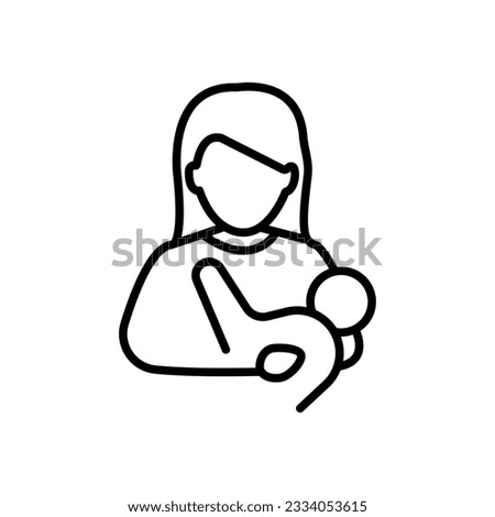 Breastfeeding editable stroke outline icon isolated on white background vector illustration. Pixel perfect.