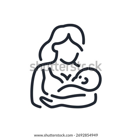 Breastfeeding editable stroke outline icon isolated on white background flat vector illustration. Pixel perfect. 64 x 64.