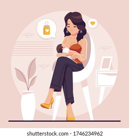 breastfeeding flat design illustration background