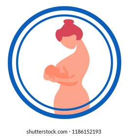 Breastfeeding flat icon in round frame vector illustration