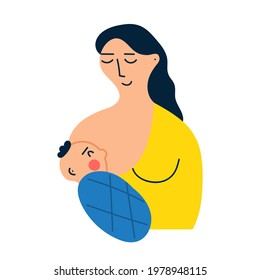 Breastfeeding. Flat vector icon illustration on white background.