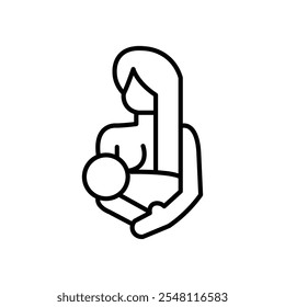 Breastfeeding icon Outline set in black and white color