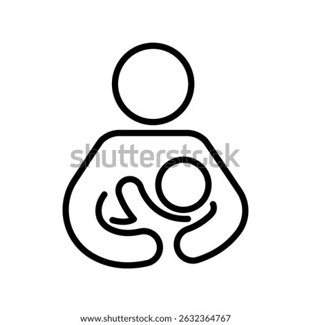 Breastfeeding icon set. Breastfeeding Friendly label. Baby care symbol. Mother and baby icons. Breastfeeding logo, badge, symbol, black, line, flat vector, isolated illustration.