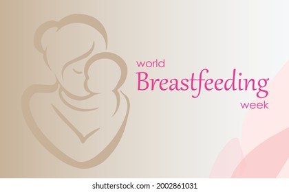 breastfeeding icon in soft color and background with text words for World Breastfeeding Week on August 1st until 7th