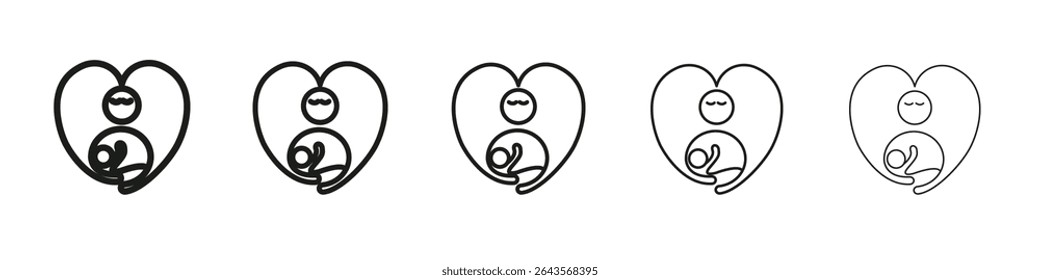 Breastfeeding icon vector outline set illustration sign